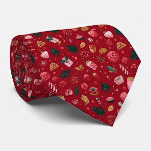 Cravate Motif de friandises de Noël aux fraises festives
