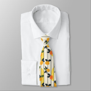 Cravate Motif de fruits d'agrumes avec Feuilles verts (2)