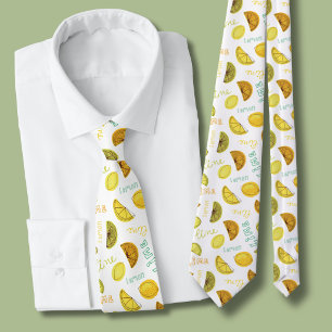 Cravate Motif de fruits d'agrumes citron et lime