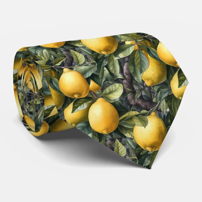 Cravate motif de fruits de citron cool carrelé (Roulé)