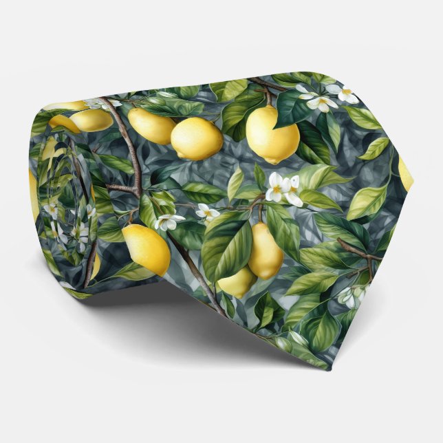Cravate motif de fruits de citron cool carrelé (Roulé)