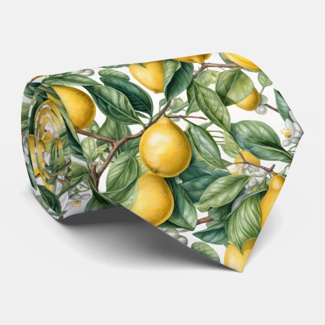 Cravate motif de fruits de citron cool carrelé (Roulé)