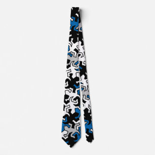 Cravate Motif de Geckos de mosaïque - gris blanc de noir