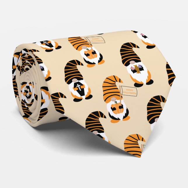 Cravate Motif De Gnomes, Halloween Gnomes Trick Ou Treat (Roulé)