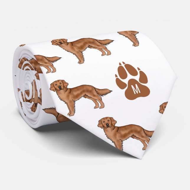 Cravate Motif de Golden Retriever Rouge avec monogramme pe (Roulé)