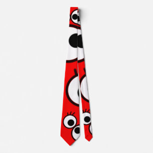 Cravate Motif de gribouillis à l'œil rouge ludique