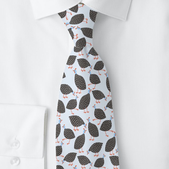 Cravate Motif de Guinée Fowl bleu (Guineafowl fun bird neck tie)