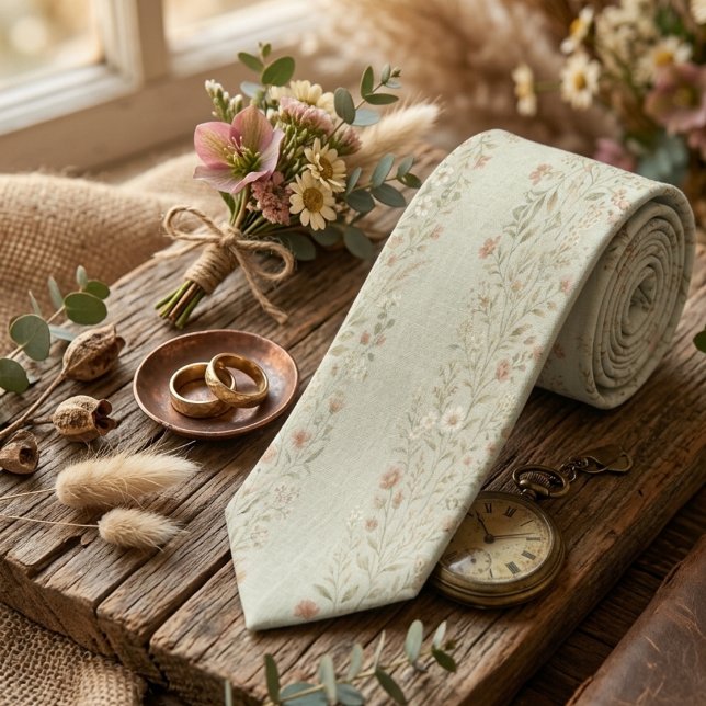 Cravate Motif de guirlande botanique vintage (Créateur téléchargé)