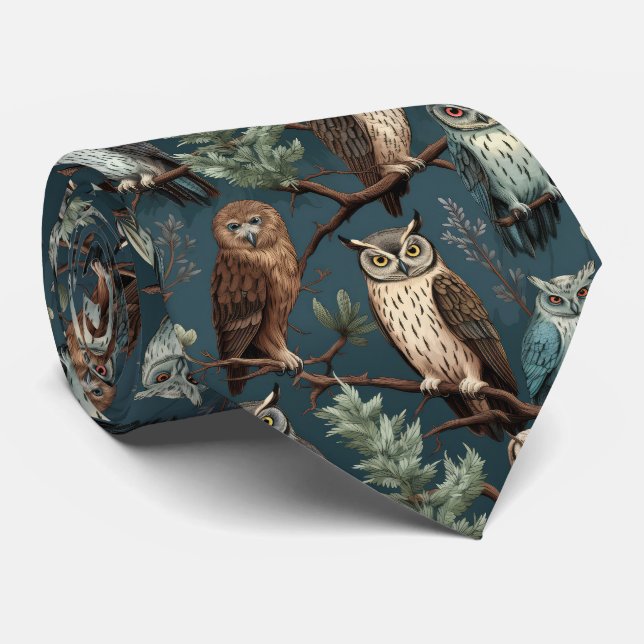 cravate motif de hibou cool carrelé (Roulé)