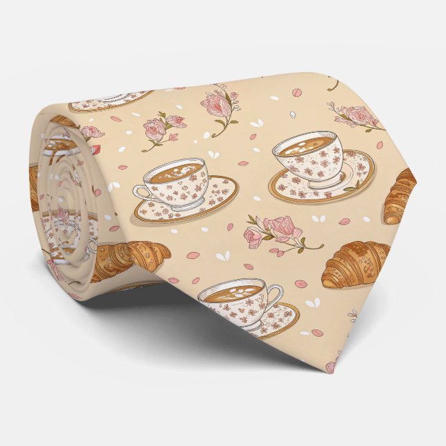 Cravate Motif de housse de café au sakura (2) (Roulé)