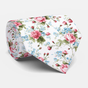 Cravate Motif de jardin de roses à l'aquarelle romantique