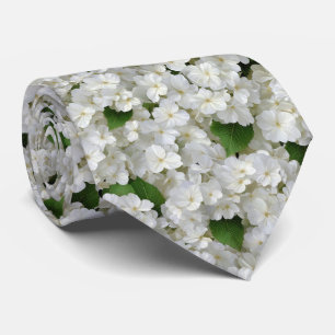 Cravate Motif de jardin d'hortensias blancs