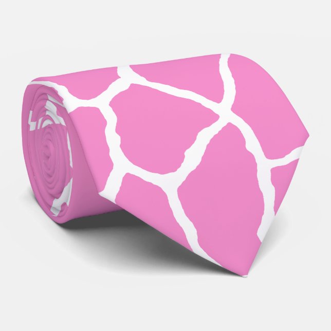 Cravate Motif de la peau de Girafe blanche rose (Roulé)