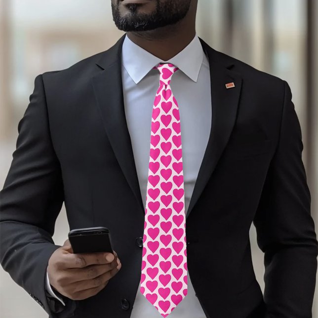Cravate Motif de la Saint-Valentin Cœurs Rose Fuchsia Enjo (Créateur téléchargé)