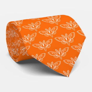 Cravate Motif de la teigne - Blanc sur Orange