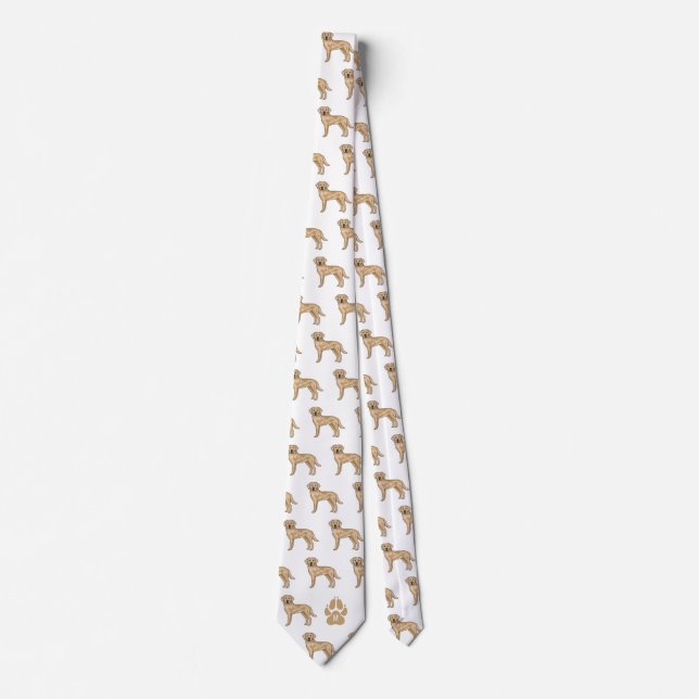 Cravate Motif de Labrador Retriever jaune avec monogramme  (Devant)