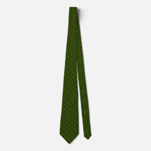 Cravate Motif de l'échelle de poisson - Noir sur vert 669