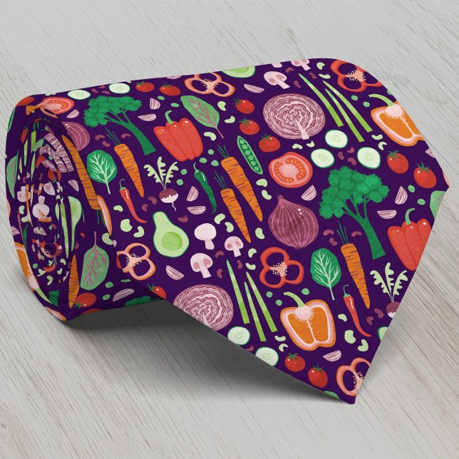 Cravate Motif de légumes moderne et amusant (Fun modern colorful healty vegetable pattern neck tie)