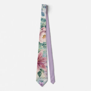 Cravate Motif de libellule florale à l'aquarelle
