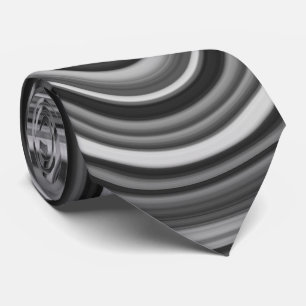 Cravate Motif de ligne courbe argent noir blanc très uniqu