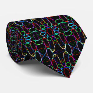 Cravate Motif de ligne courbe multicolore Neon -COOL