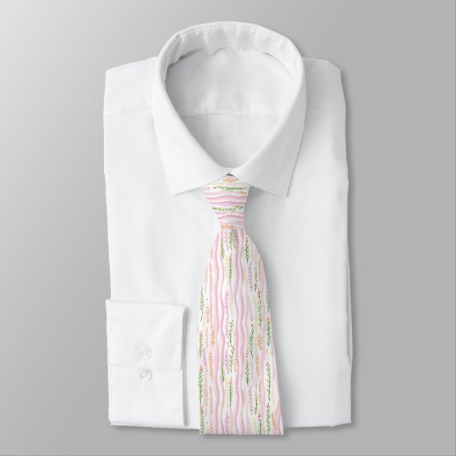 Cravate Motif de ligne florale abstrait moderne (7) (Attaché)