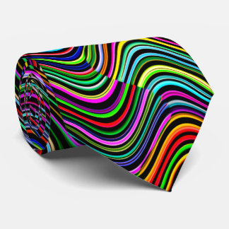 Cravate Motif de ligne incurvée multicolore néon -COOL