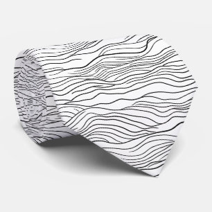 Cravate Motif de ligne ondulée dessiné à la main en noir e