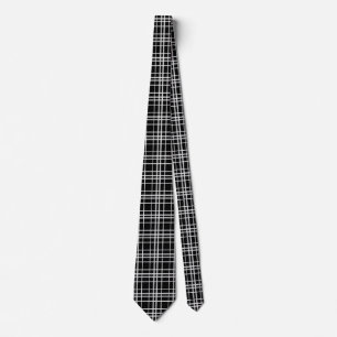 Cravate Motif de lignes À damiers en noir blanc