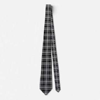 Cravate Motif de lignes À damiers en noir blanc