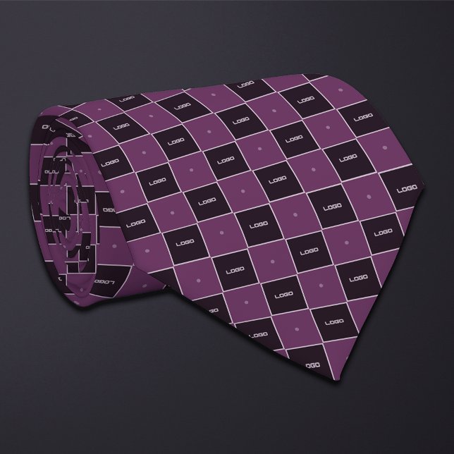 Cravate Motif de logo à damier violet (Créateur téléchargé)