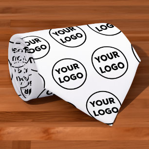Cravate Motif de logo d'entreprise personnalisé en blanc