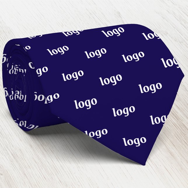 Cravate Motif de logo simple Bleu marine Entreprise (Simple logo pattern navy blue business promotional staff employee colleague uniform neck tie)