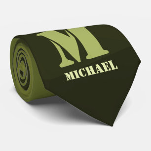 Cravate Motif de maillage géométrique d'olive verte de l'a