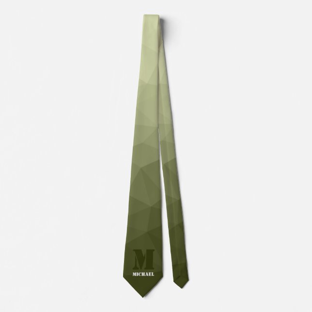 Cravate Motif de maillage géométrique vert clair de l'armé (Devant)