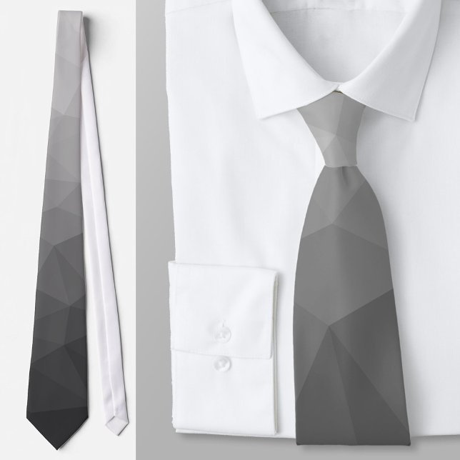 Cravate Motif de maille géométrique à dégradé gris clair (Créateur téléchargé)