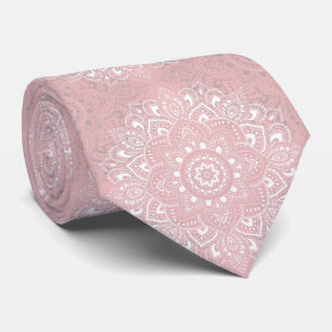 Cravate Motif de mandala indien spirituel rose