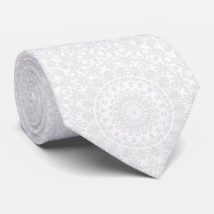 Cravate Motif de mandala minimaliste blanc sur blanc