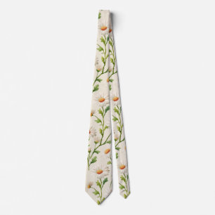 Cravate Motif de marguerites à l'aquarelle