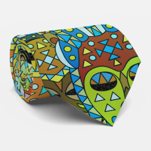 Cravate Motif de masque tribal translucide avec de l'or