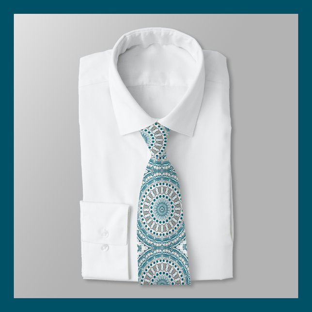 Cravate Motif de médaillon peint en bleu et gris (Créateur téléchargé)