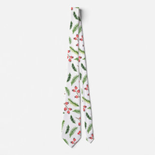 Cravate Motif de Mistletoe de Noël tiré à la main brillant