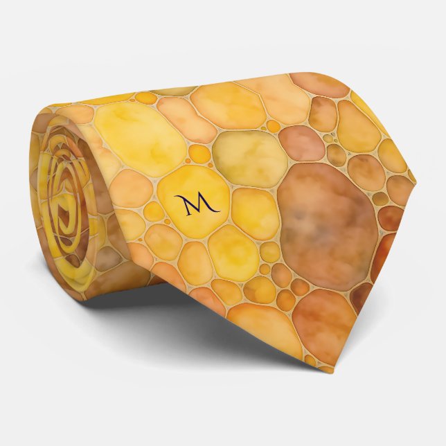 Cravate Motif de monogramme aux couleurs ambre de rayon de (Roulé)