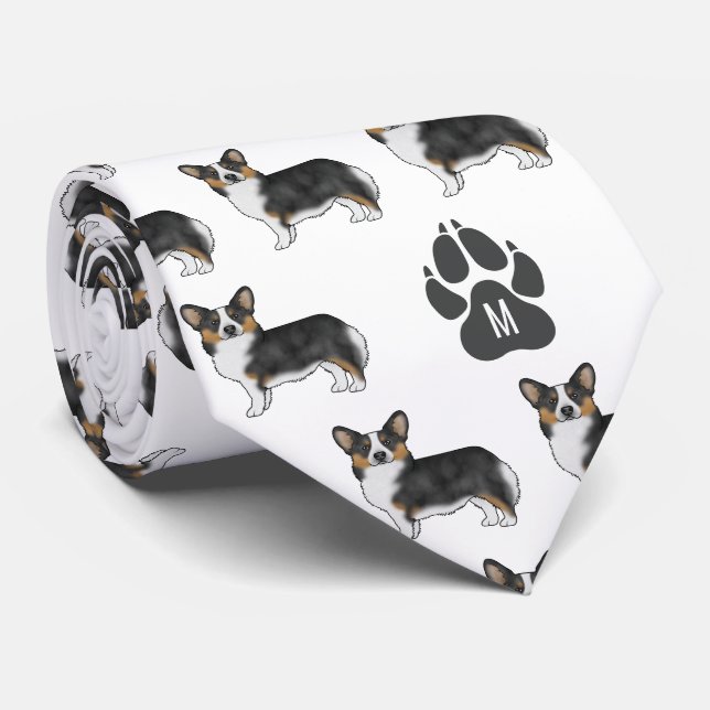 Cravate Motif de monogramme de Corgi gallois de Pembroke t (Roulé)