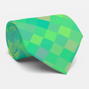Cravate Motif de mosaïque élégante et tendance verte/jaune