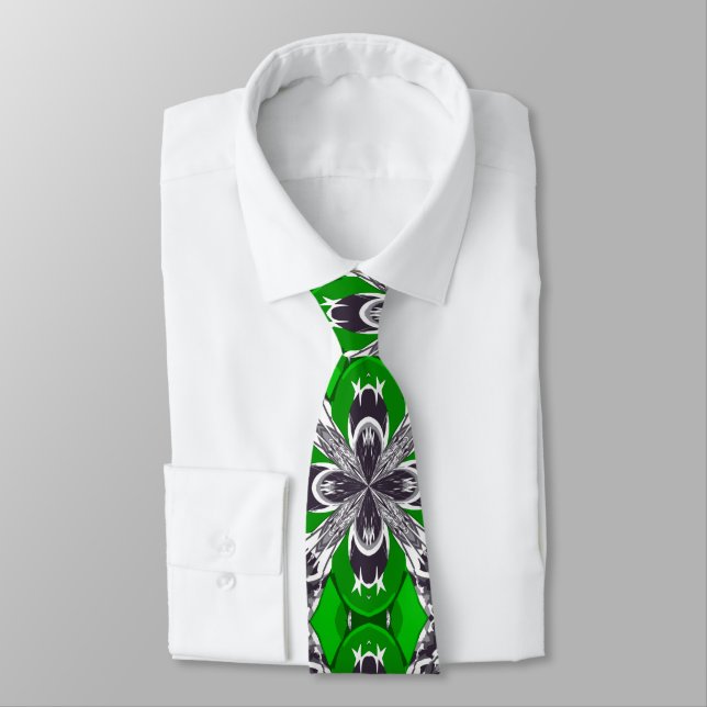 Cravate Motif de mosaïque vert et blanc de l'herbe (Attaché)