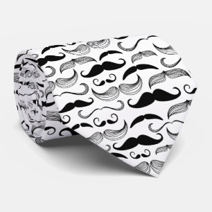 Cravate Motif de moustache noir et blanc