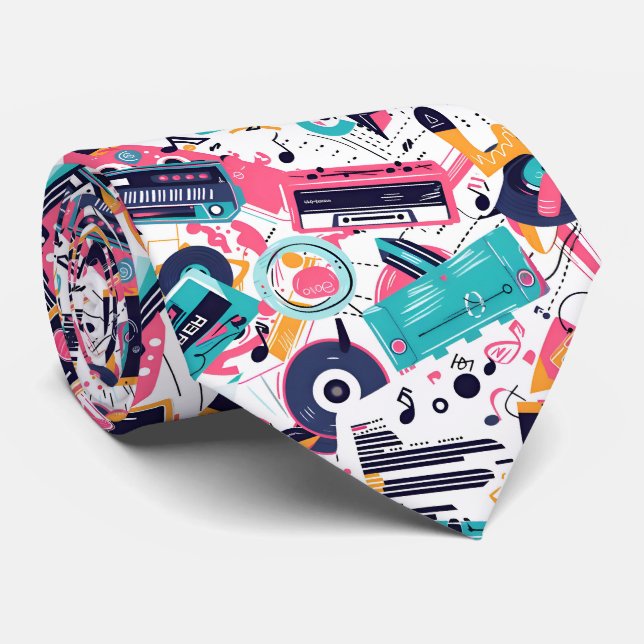 Cravate motif de musique des années 80 cool (Roulé)