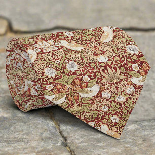 Cravate Motif de Noël à la fraise fleur oiseau vintage