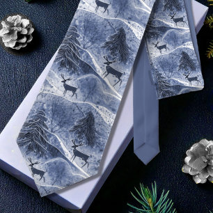 Cravate Motif de Noël bleu#13 ID1009